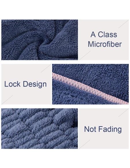 Gorras de Secado de Cabello Jseng Microfibra 2 Piezas Azul-Beige