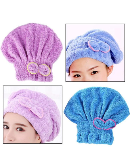 Toallas de Secado de Cabello Microfibra LNJBABAO 2 Pcs 30x29cm