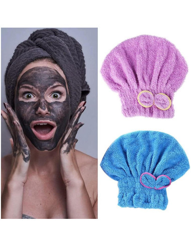 Toallas de Secado de Cabello Microfibra LNJBABAO 2 Pcs 30x29cm