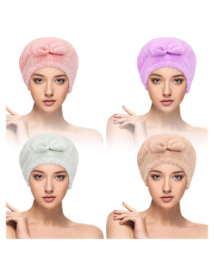 4 Toallas de Microfibra Sureio para Secado Rápido de Cabello