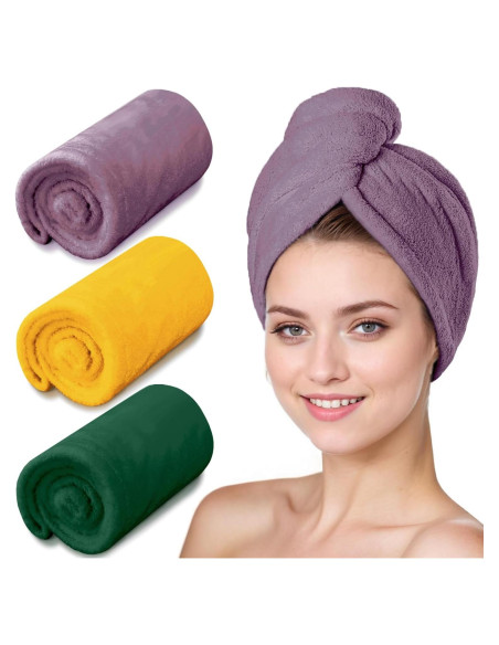Paquete de 3 Toallas de Microfibra YHPDYL para Cabello Secado Rápido