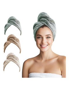 Paquete de 3 Toallas de Microfibra HiChiclife para Cabello