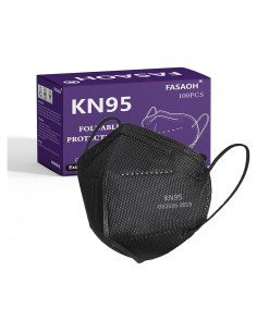 Mascarillas KN95 Negras 100 Unidades 5 Capas Transpirables