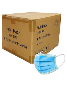 Mascarillas Desechables Bitybean 3 Capas 500 Unidades Azul