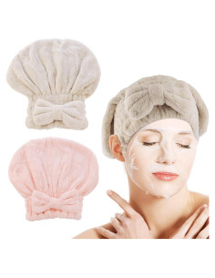 Paquete de 2 Gorras de Secado de Cabello AEVBSOY Microfibra