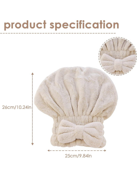 Paquete de 2 Gorras de Secado de Cabello AEVBSOY Microfibra