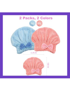 Turbante de Toalla Lxshunlifa 2 Piezas Microfibra Secado Rápido 2