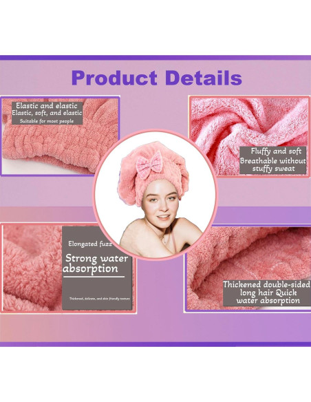 Turbante de Toalla Lxshunlifa 2 Piezas Microfibra Secado Rápido