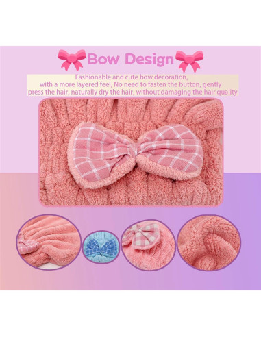 Turbante de Toalla Lxshunlifa 2 Piezas Microfibra Secado Rápido