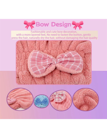 Turbante de Toalla Lxshunlifa 2 Piezas Microfibra Secado Rápido