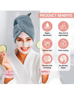 Toalla de Microfibra para Cabello TEAKADO Rosa 110.5x58.4cm 2