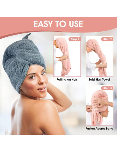 Toalla de Microfibra para Cabello TEAKADO Rosa 110.5x58.4cm