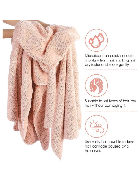 Toalla de Microfibra para Cabello TEAKADO Rosa 110.5x58.4cm