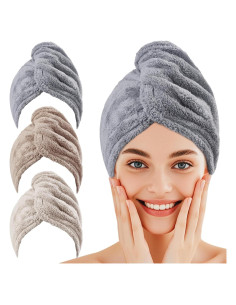 Paquete de 3 Toallas de Pelo HFZRZFH Súper Absorbentes 63x23 cm