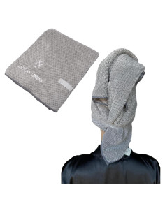 Toalla de Cabello Extra Grande Laucan Linens Microfibra Gris