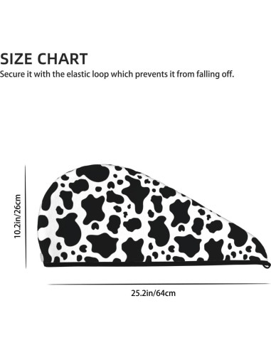 Gorro de Secado de Cabello SYHEART Microfibra Vaca Negra 64x25cm