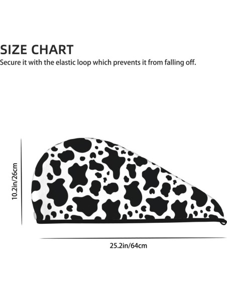 Gorro de Secado de Cabello SYHEART Microfibra Vaca Negra 64x25cm