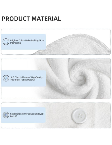 Gorro de Secado de Cabello SYHEART Microfibra Vaca Negra 64x25cm