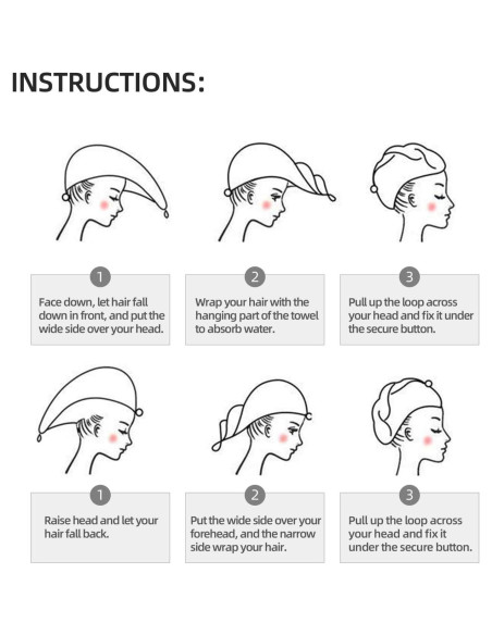 Gorro de Secado de Cabello SYHEART Microfibra Vaca Negra 64x25cm