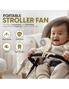 Ventilador Portátil EzzeGo Mini Recargable 3 Velocidades Beige 2