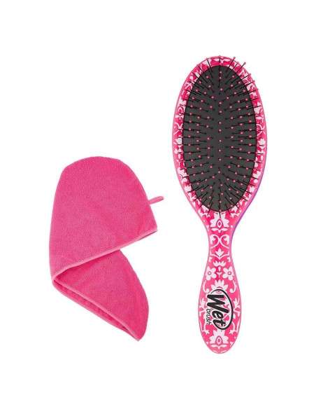 Kit Cepillo Desenredante Wet Brush + Toalla Secado Rápido Rosa