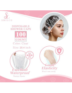 Gorros de Ducha Desechables Smilco 100PCS 51.8cm Impermeables 2