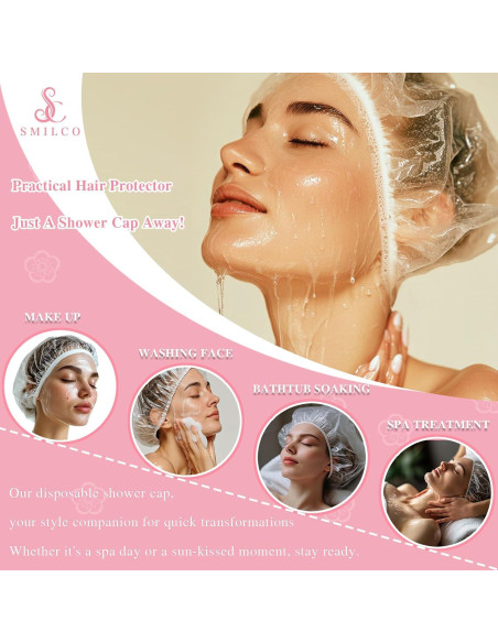 Gorros de Ducha Desechables Smilco 100PCS 51.8cm Impermeables Gorros de Ducha Desechables Smilco 100PCS 51.8cm Impermeables