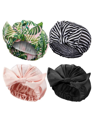 Gorras de Ducha Reutilizables Floraltop - 4 Piezas Impermeables
