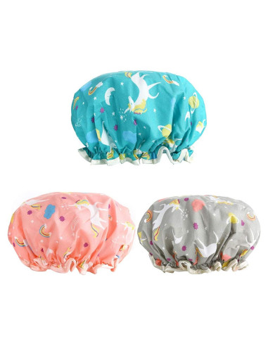 Gorros de Ducha AIPAO 3 Pack Impermeables Ajustables Multicolor