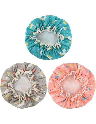 Gorros de Ducha AIPAO 3 Pack Impermeables Ajustables Multicolor