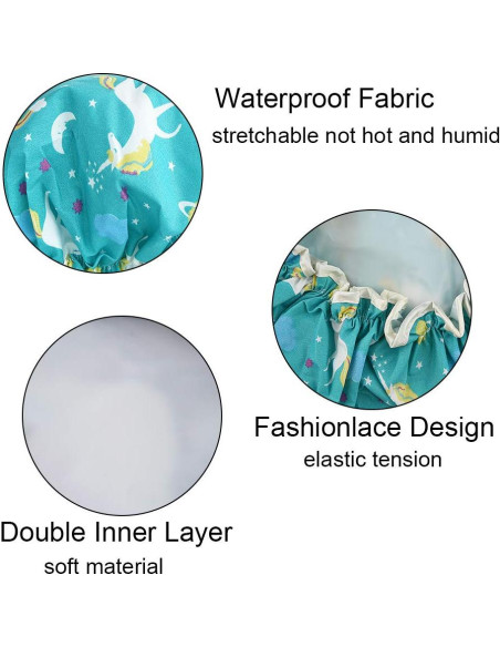 Gorros de Ducha AIPAO 3 Pack Impermeables Ajustables Multicolor Gorros de Ducha AIPAO 3 Pack Impermeables Ajustables Multicolor