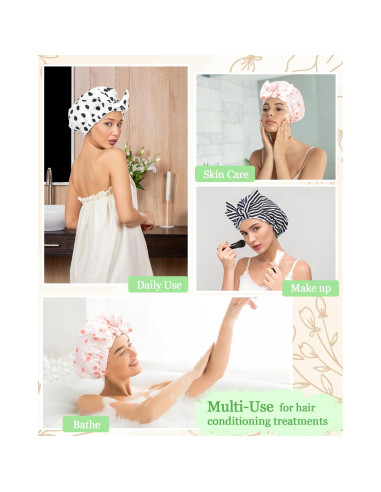 Gorro de Ducha Reutilizable Luvruitaky Impermeable Blanco