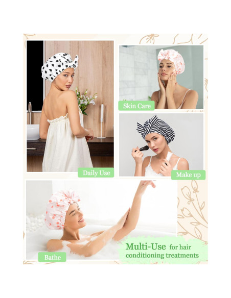 Gorro de Ducha Reutilizable Luvruitaky Impermeable Blanco Gorro de Ducha Reutilizable Luvruitaky Impermeable Blanco