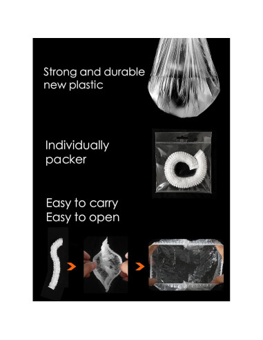 10 Gorros de Ducha Desechables Yuest para Cabello Largo 66cm