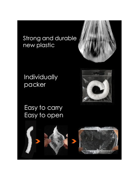 10 Gorros de Ducha Desechables Yuest para Cabello Largo 66cm