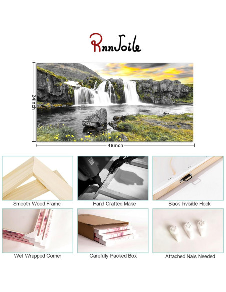 Arte de Pared en Lienzo RnnJoile Cascada Kirkjufellsfoss 121x61 cm