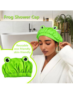 Gorro de Ducha Impermeable LamaMe Doble Capa Verde Rana 2