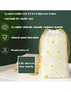 120 Gorras de Ducha Desechables Mazentrix Impermeables 52cm 2