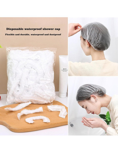 200 Gorras de Ducha Desechables MISSJOJIAY Impermeables 46 cm