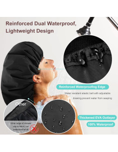 Gorro de Ducha Impermeable Doble SHEOMERN con Forro de Toalla 2