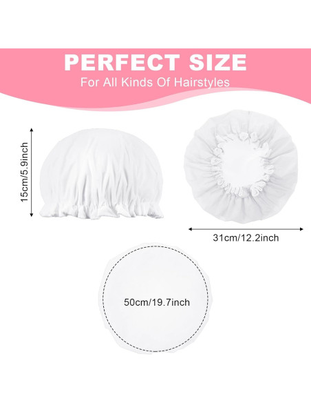 Gorro de Ducha Impermeable Abeillo Doble Capa Terry Blanco