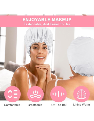 Gorro de Ducha Impermeable Abeillo Doble Capa Terry Blanco