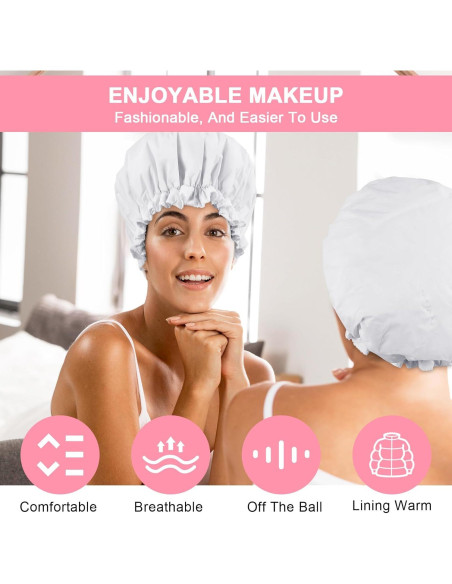 Gorro de Ducha Impermeable Abeillo Doble Capa Terry Blanco