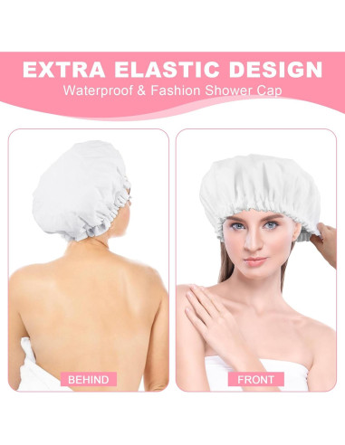 Gorro de Ducha Impermeable Abeillo Doble Capa Terry Blanco