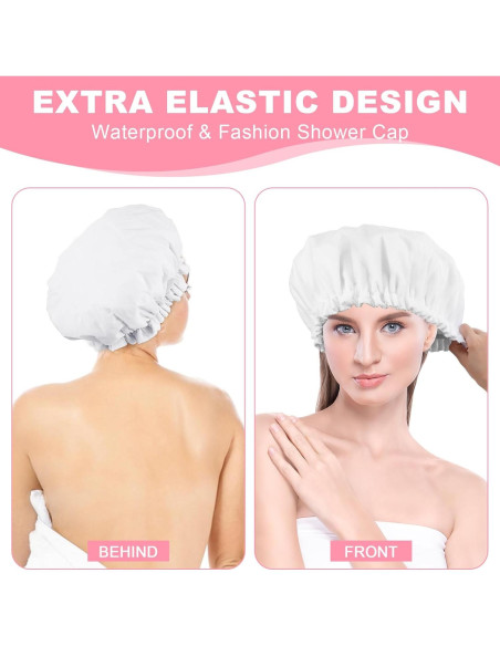 Gorro de Ducha Impermeable Abeillo Doble Capa Terry Blanco