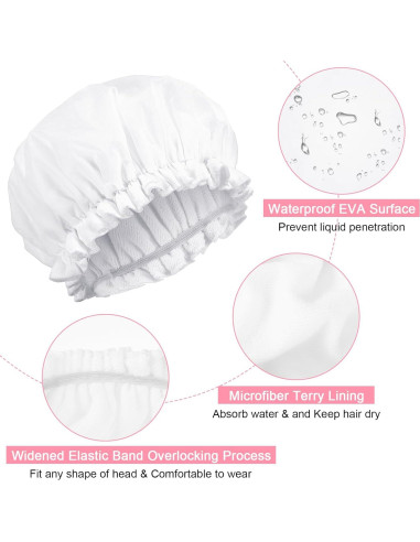 Gorro de Ducha Impermeable Abeillo Doble Capa Terry Blanco