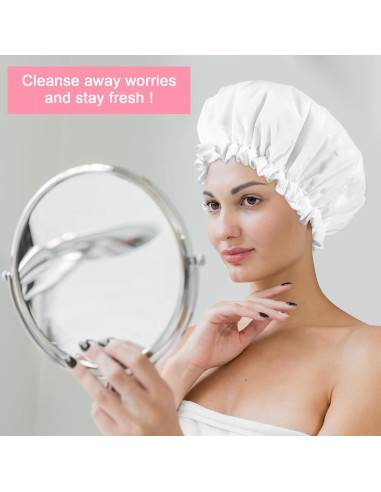 Gorro de Ducha Impermeable Abeillo Doble Capa Terry Blanco