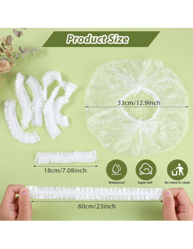 50 Gorras de Ducha Desechables Grandes Abeillo 60 cm