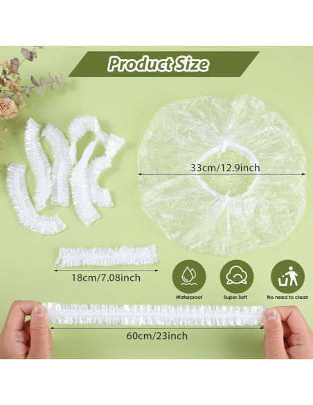 50 Gorras de Ducha Desechables Grandes Abeillo 60 cm