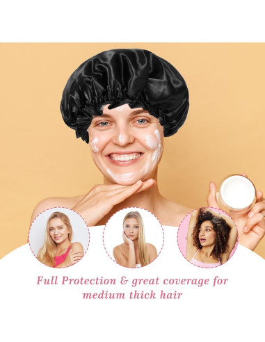 Gorro de Ducha Impermeable Reutilizable Abeillo Negro 32 cm